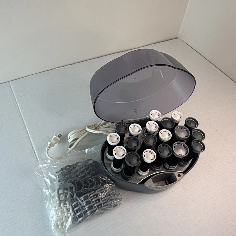 Remington Hot Rollers Curlers Model KF-201 Set 19 Velvet Clips 3‎ Sizes Tested